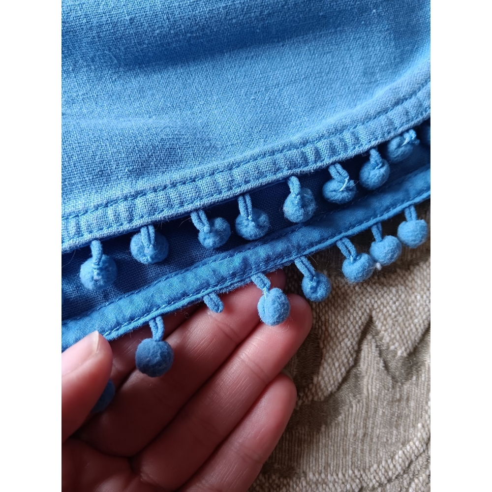 J. Crew Pom-pom Blue Linen Shorts - Picture 4 of 7